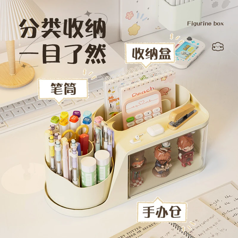 Creative rotatable pen holder, transparent Vinyl Figure display rack, stationery supplies storage rack,blind box display cabinet