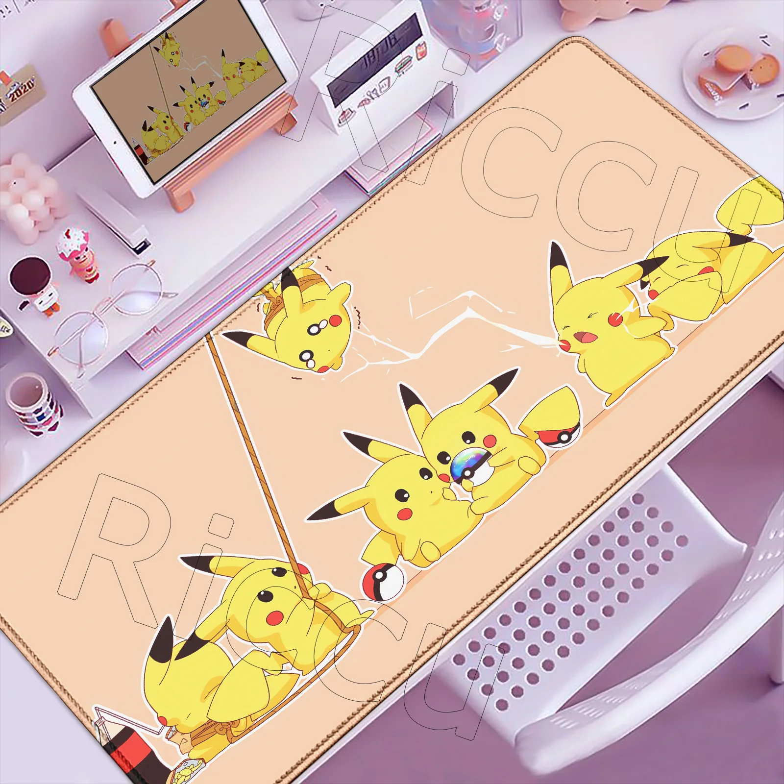 

2026 New Wallpaper Pokemon Mouse Pad Anime Pikachu Keyboard Mats Large Office Desk Mat Natural Rubber MousePad 900x400mm Carpet