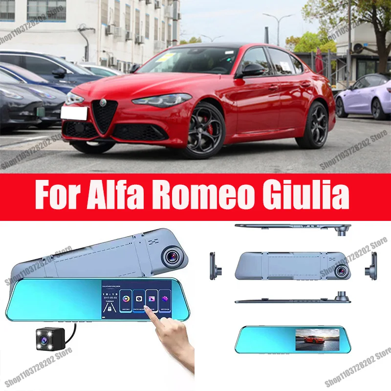 

For Alfa Romeo Giulia Camera Car Touch Screen Video Recorder Rearview mirror Dash Cam Front and Rear Camera Mirror DVR