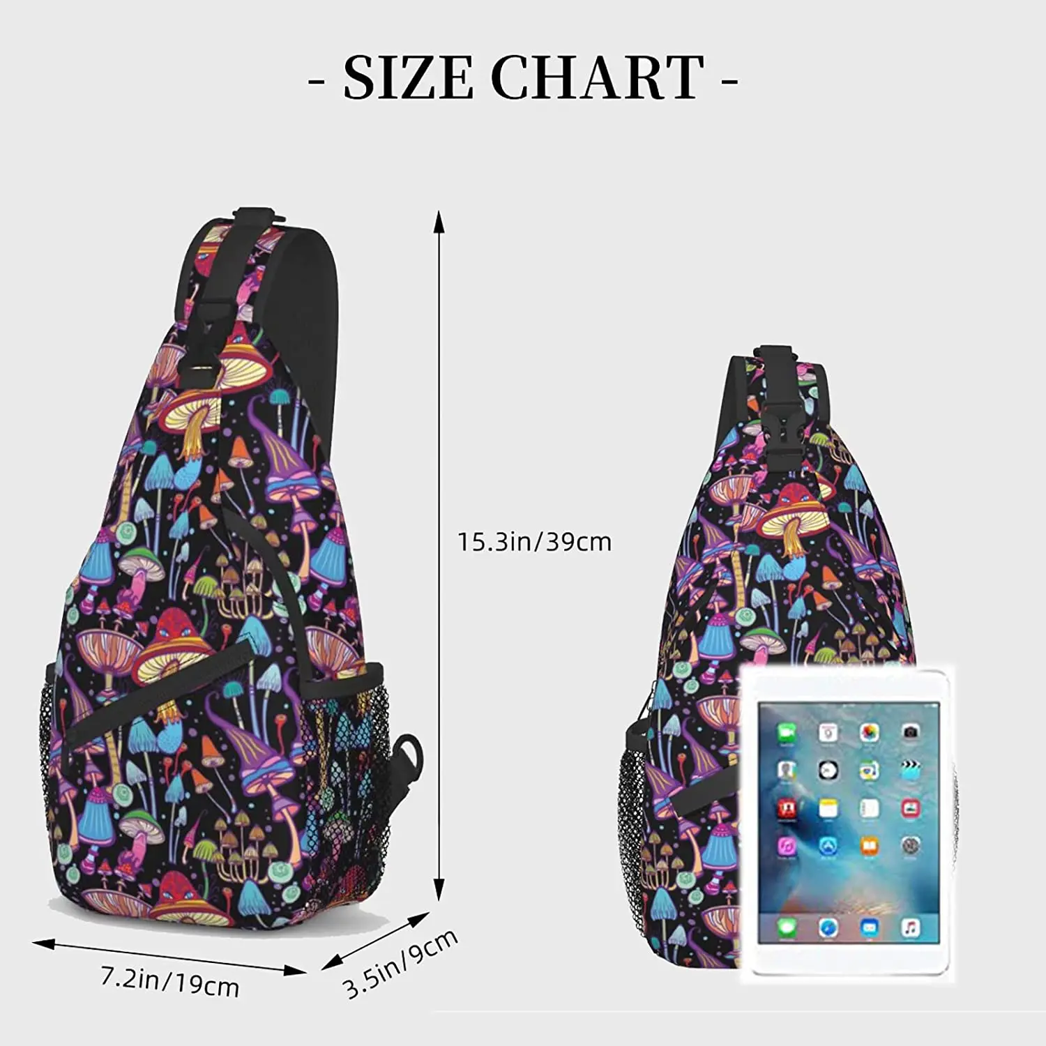 Mushroom Sling Backpack Crossbody Triangle Sling Bag Travel Chest Daypack Purse Hiking Shoulder Bag For Men Women Teen Gym