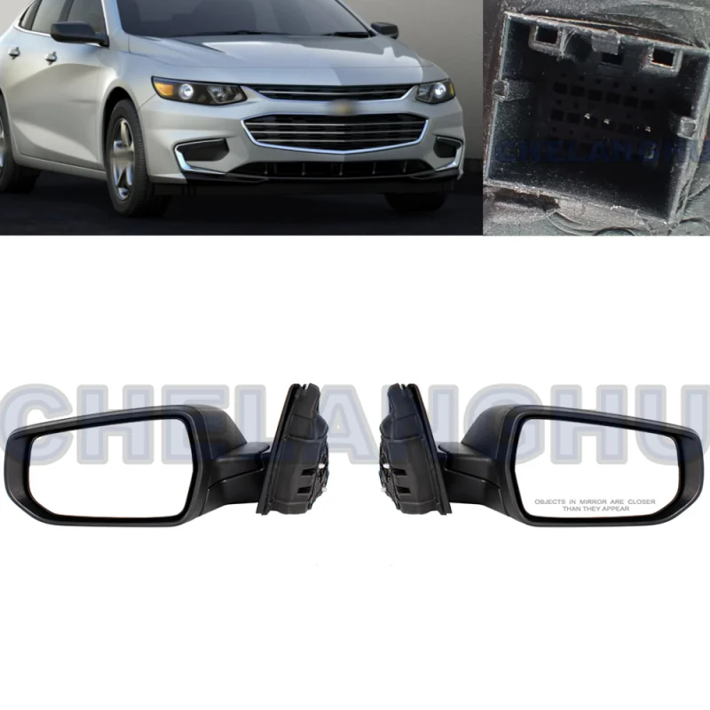 

Mirror Assembly For Chevrolet Malibu 2016 2017 2018 2019 2020 2021 2022 US Version Pair L+R 3 Pins Satin Black Power Adjust