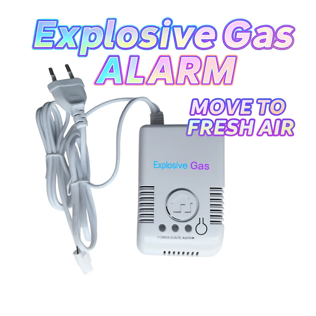 Gas Detector Alarm EU/US Plug | DN15 Copper Valve Option | 85dB Sound & Flash Warning for Natural Gas LPG Home Safety