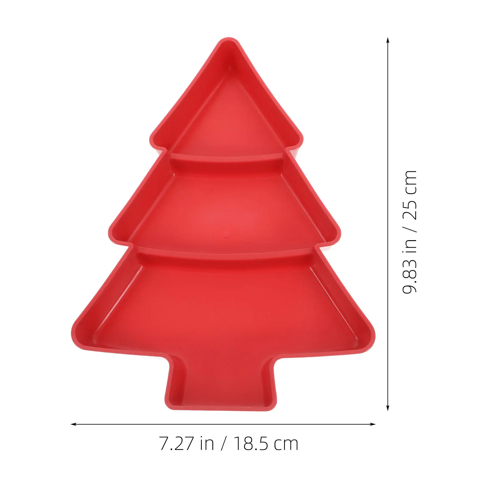3-Section Christmas Tree Snack Tray – Red Plastic Fruit & Appetizer Serving Plate for Holiday Party