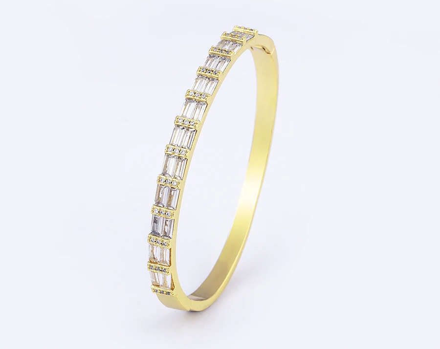 Nidin Neue Luxus Geometrische Zirkon Armband Armreifen Frauen Rosa Grün Blau Kristall Manschette Elegante Hochzeit Erklärung Schmuck – Detail 18