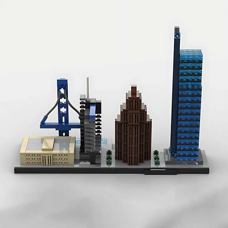 MOC Philadelphia Architecture Building Blocks City Famous Skyline Education Model Bricks Assemble Toys For Children Gifts