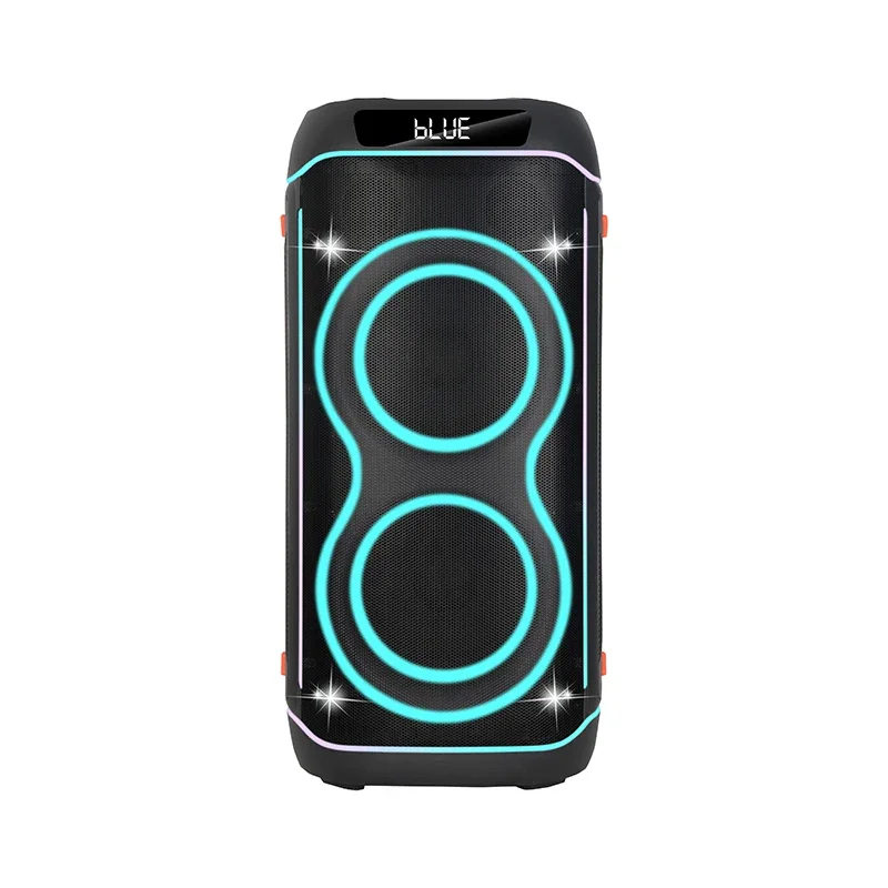 

B208-02 Outdoor For 5.0 Waterproof Portable Party Speaker Dual 8" Woofer RGB LED Lighting Remote Control TF 80W