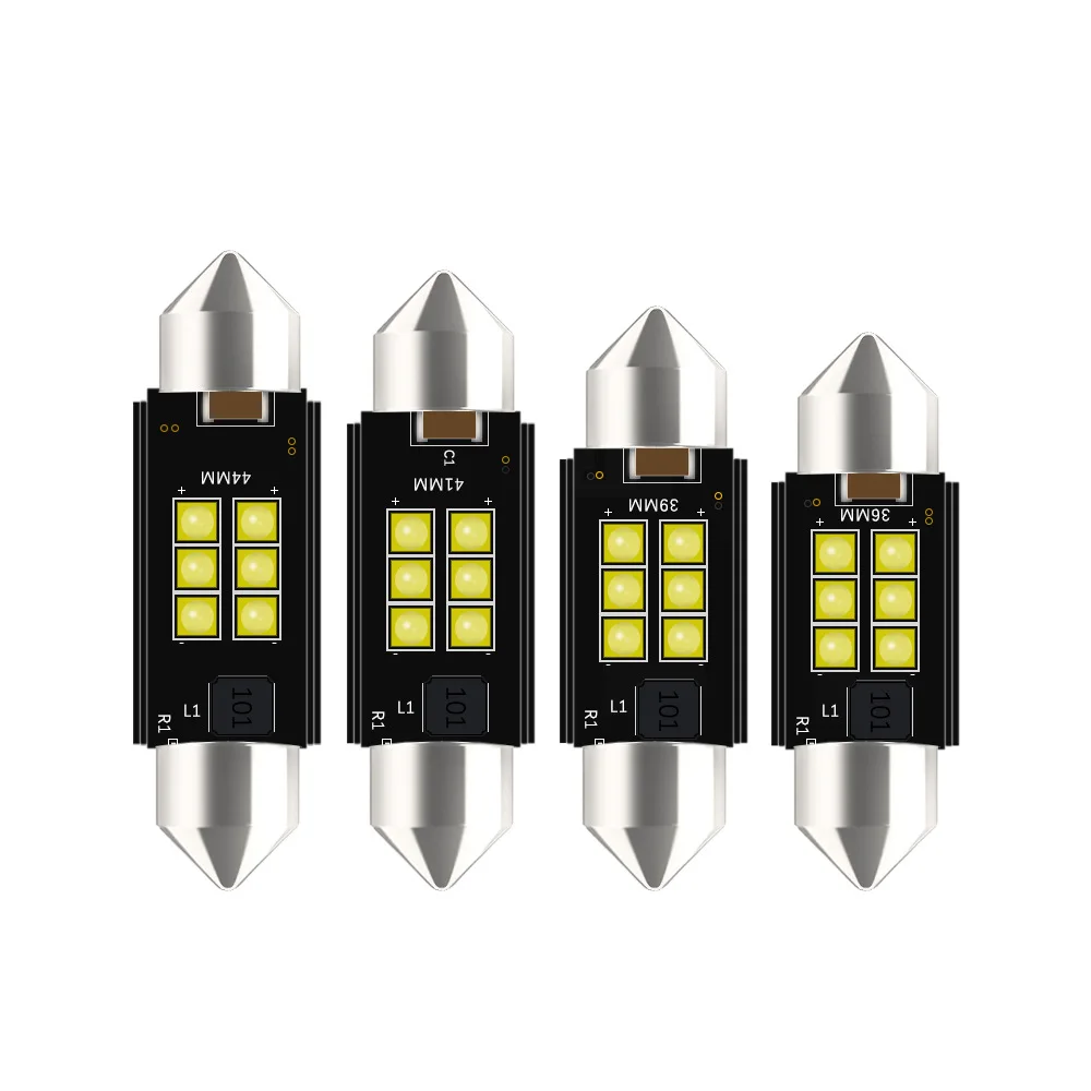 

10pcs Car 31mm 36mm 39mm 41mm 44mm LED Double Pointed Lamp C5W C10W CANBUS 6 SMD LED Reading Light License Plate Light