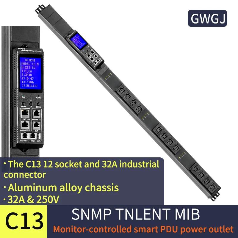 مقبس طاقة خزانة PDU ذكي 12 منفذ C13 جاك مفتاح مستقل HTTP SSH SNMP Telnet 485MODBUS مراقبة بروتوكول تتالي #2