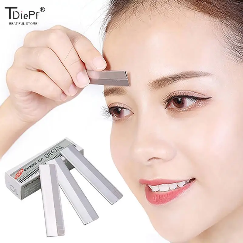 10/30/50/100pcs/Pack Hair Cutting Razor Eyebrow Trimming Knife Stainless Steel Multi-function Sharp Feather Blade Makeup Tool