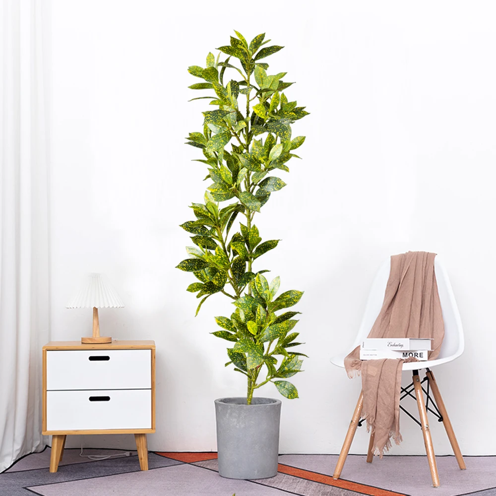 78/117cm  Artificial Banyan Fake Plastic Rubber Branch Real Touch Sprinkle Golden Magnolia Leaves For Home Office Garden Decor