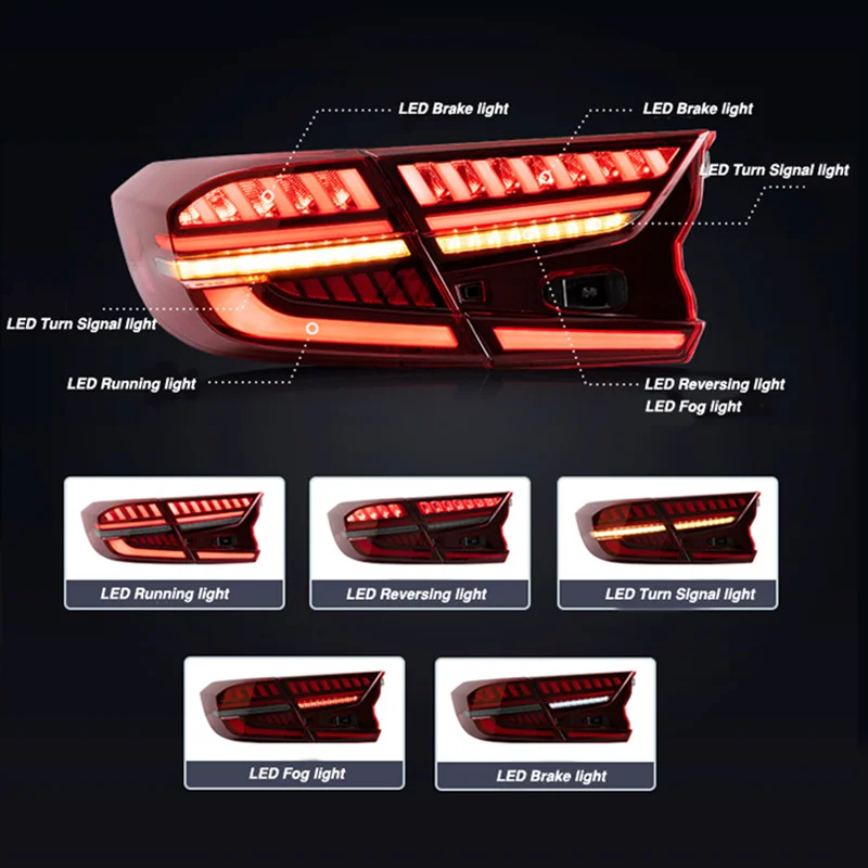 Luces traseras LED para Honda Accord 10. a generación 2018 2019 2020 2021 2022 indicador secuencial LX EX accesorios de montaje de lámparas traseras