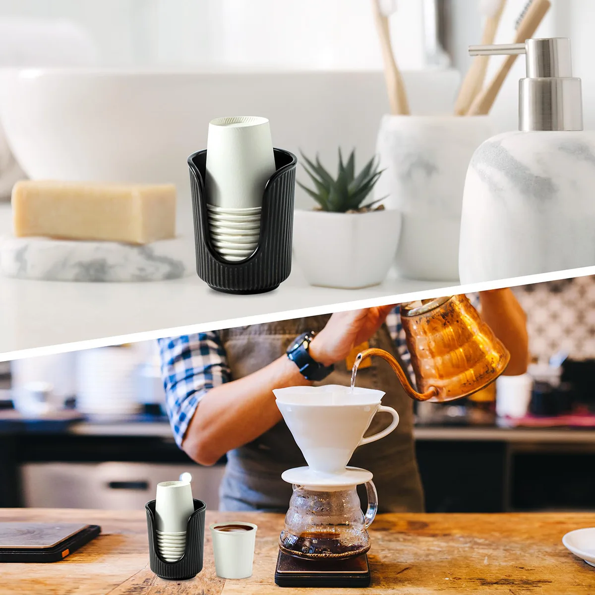 

1pcs Disposable Cup Dispenser Rack Storage Holder Plastic Shelf for Water Tea Mugs Display Stand Household Organization Supplies