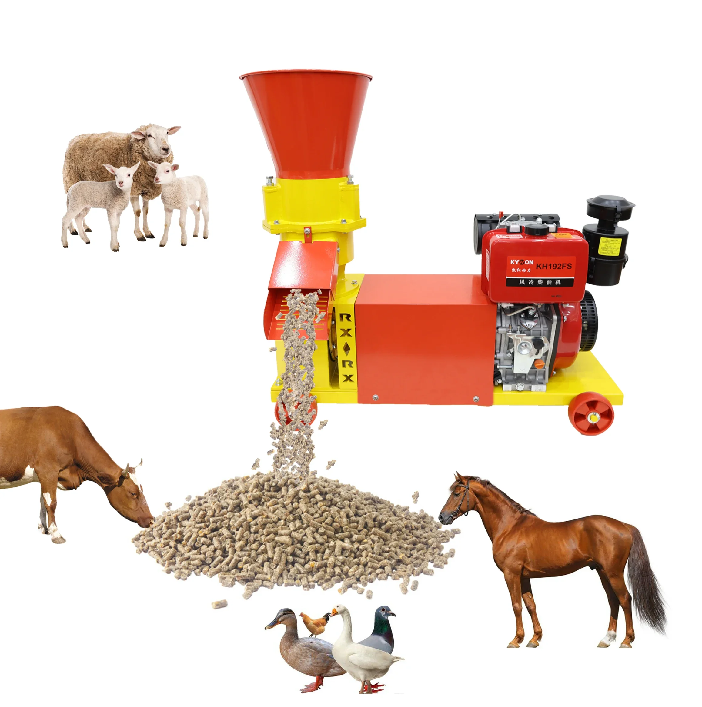 #High Productivity Easy Operation Diesel Model Pellet Machine For Feed Processing For Animal Farms Feed Pellet Machine