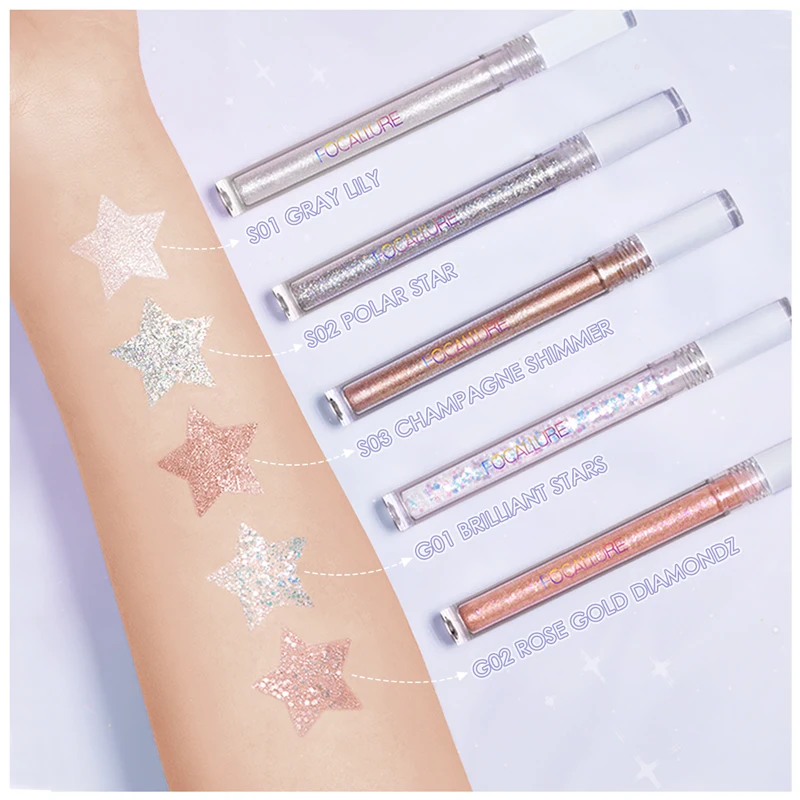 Five Colors Choice Starlight Liquid Eyeshadow Shimmer Glitter 2 Textures Cosmetics Waterproof Long-lasting Shiny Makeup TSLM1