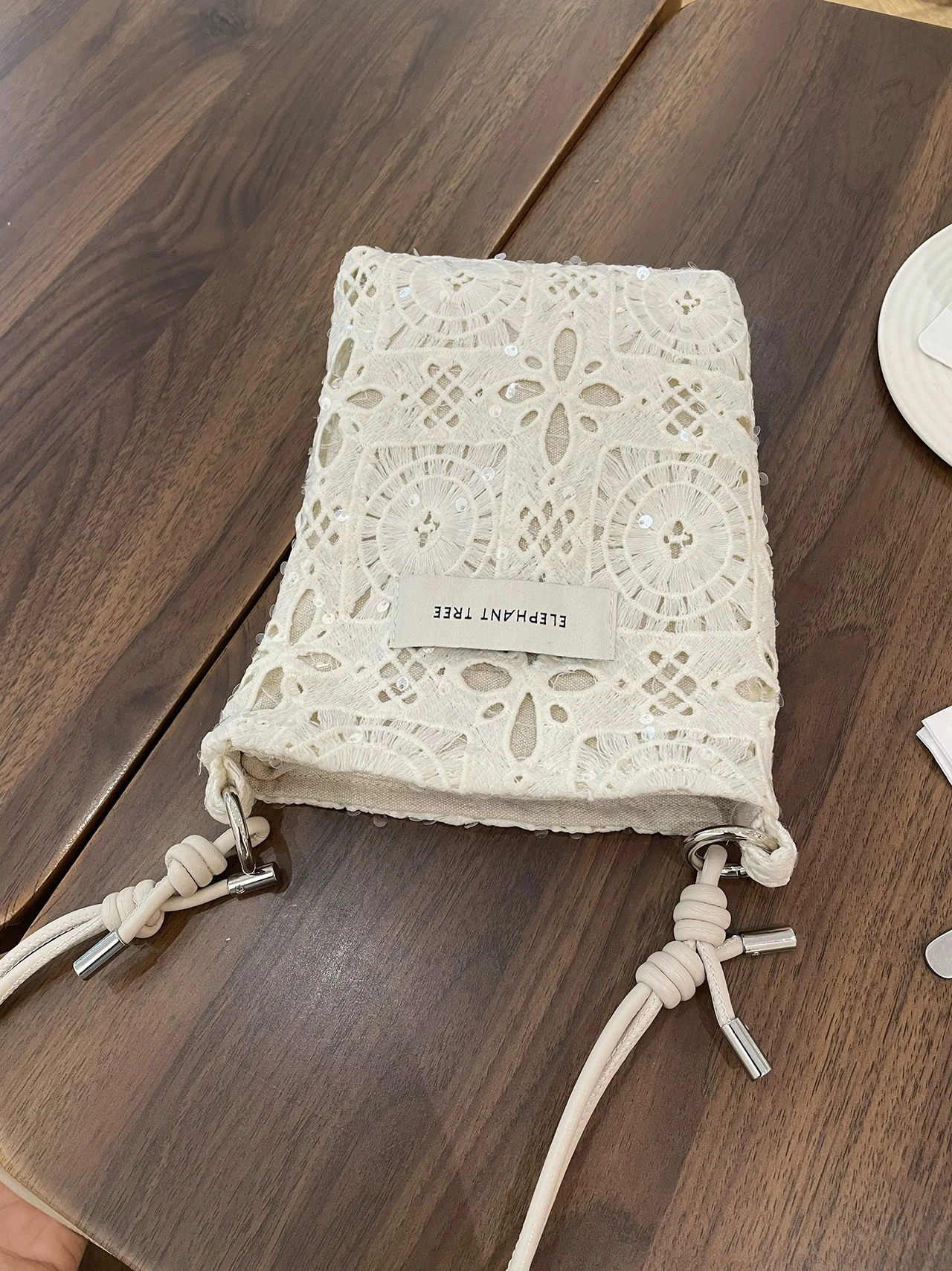 

Mini Women's Versatile Bags French Style Sequins Lace Fashionable Girls' Adjustable Shoulder Strap Mobile Phone Bag