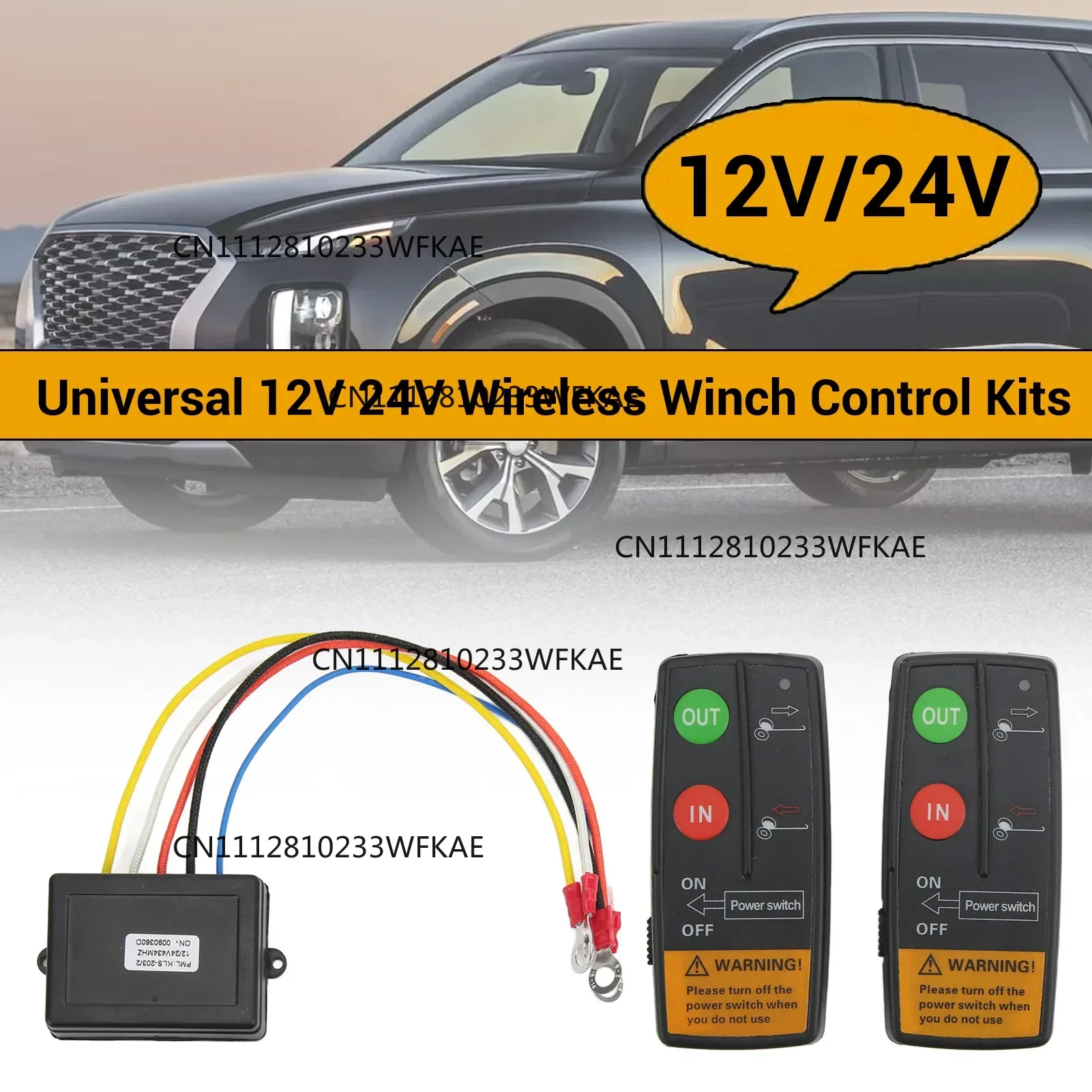 Wireless Winch Remote Control Kit 75ft Range 12V 24V High Sensitivity Universal for Car ATV Truck Winch Controller Set
