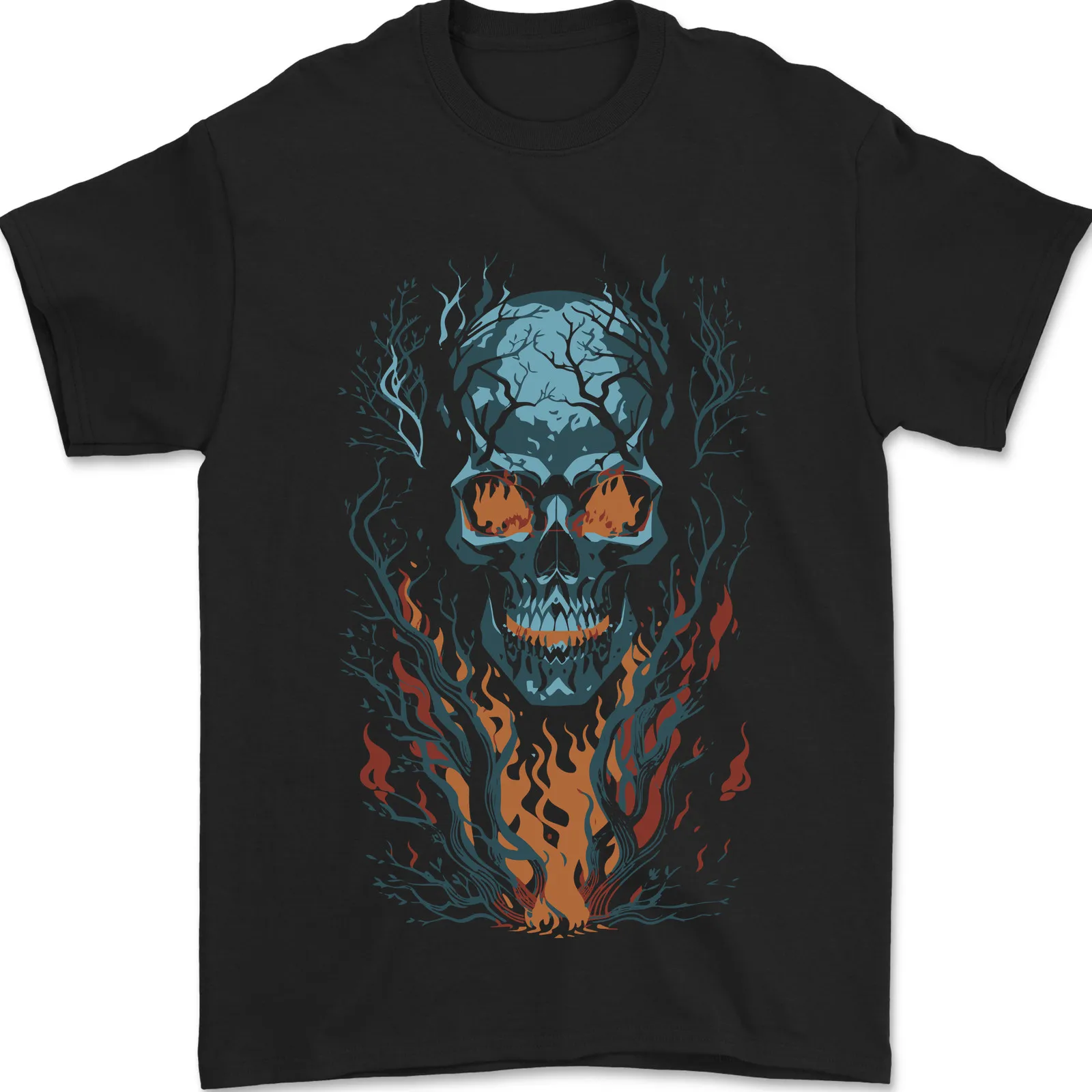 

Fire From Hell Skull Mens T-Shirt 100% Cotton