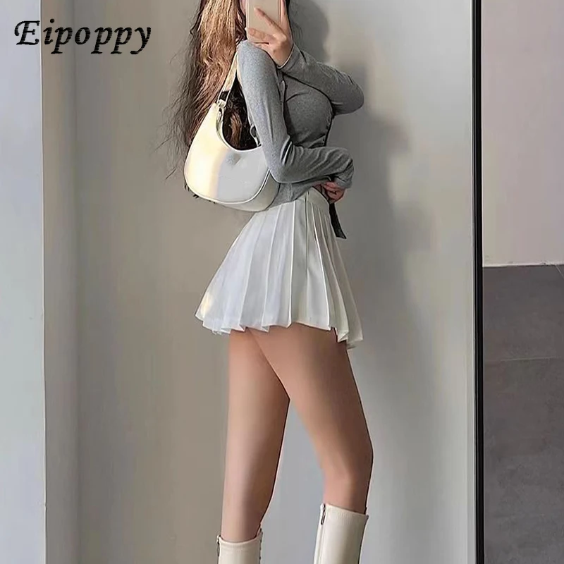 

Unlined Pleated Skirts Women High Waisted Sexy Skirts Fashion Casual Female Short Skirt Without Shorts A-Line Ladies Mini Skirt