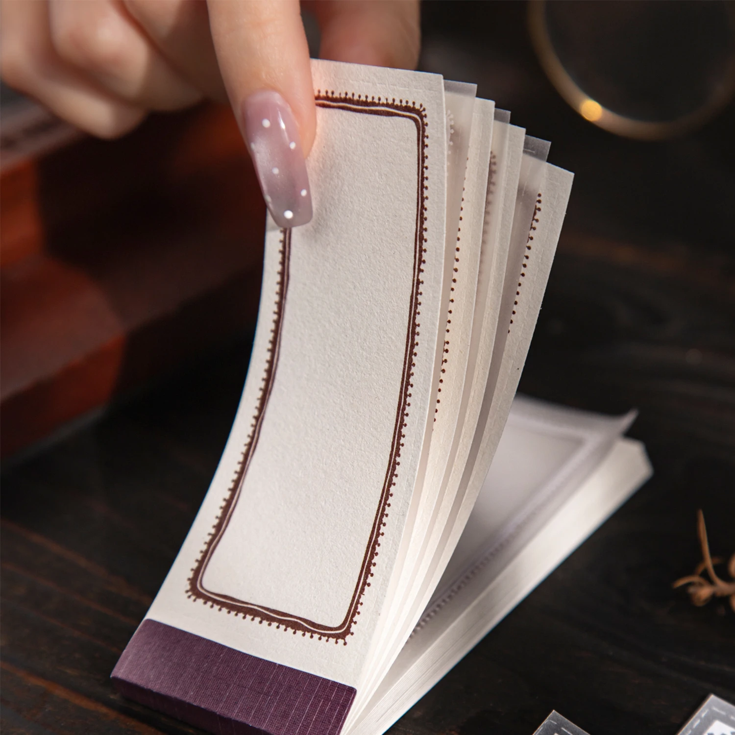 Pocket Frame Series Vintage Lace Border Landscape Memo Pad Creative DIY Junk Journal Material Collage Stationery