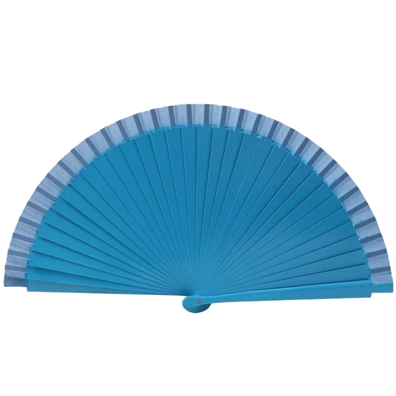 Elegant Fan Fashionable Classical Vintage Wooden Hand Fan Spanish Solid Color Folding Fan for Weddings and Dance Parties