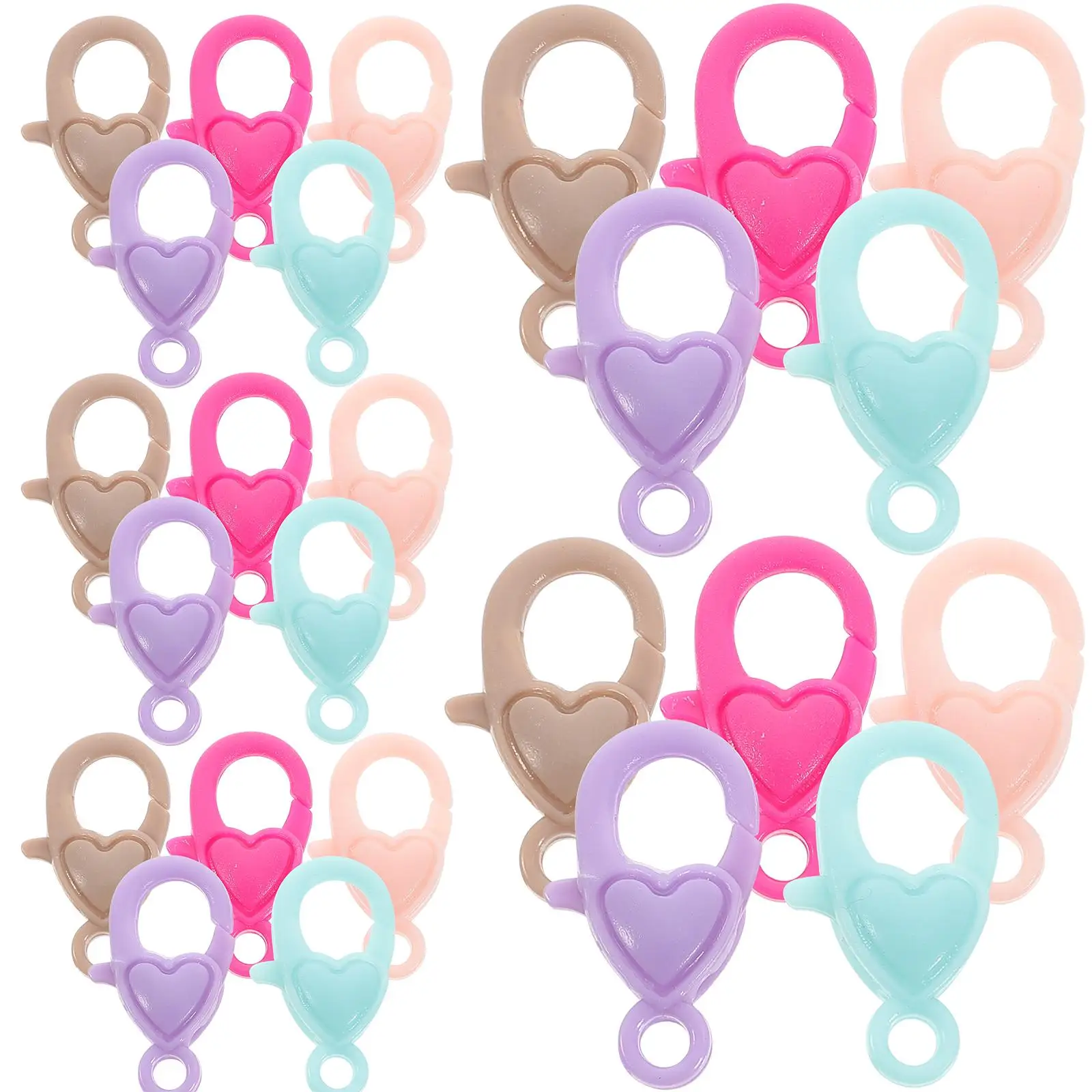 

50 Pcs Love Heart Lobster Clasps Plastic Buckles Durable Jewelry Making Supplies Diy Necklace Bracelet Findings Kit Claw Clasps