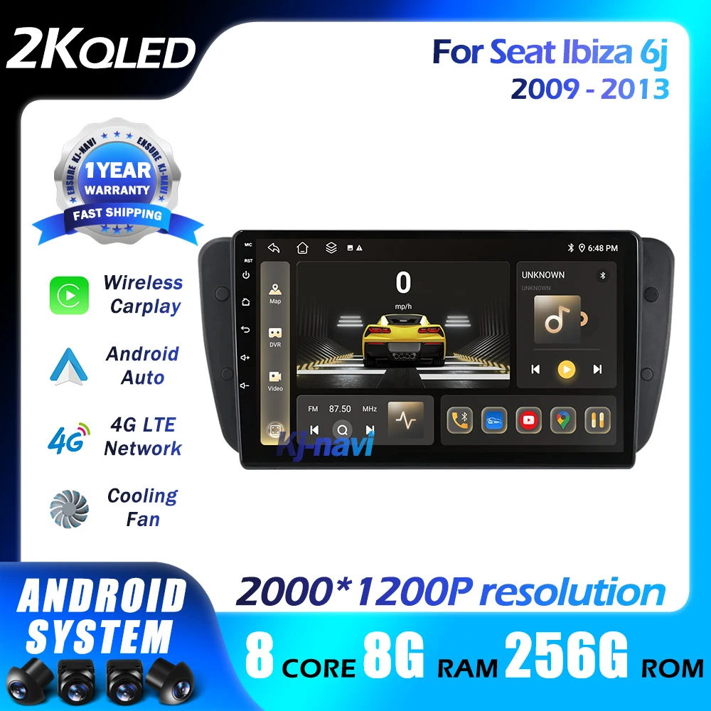 

Android14 For Seat Ibiza 6j 2009 - 2013 2010 Carplay Car Multimedia GPS 2din autoradio 2 din Auto Radio QLED DSP BT WFI 4G Video