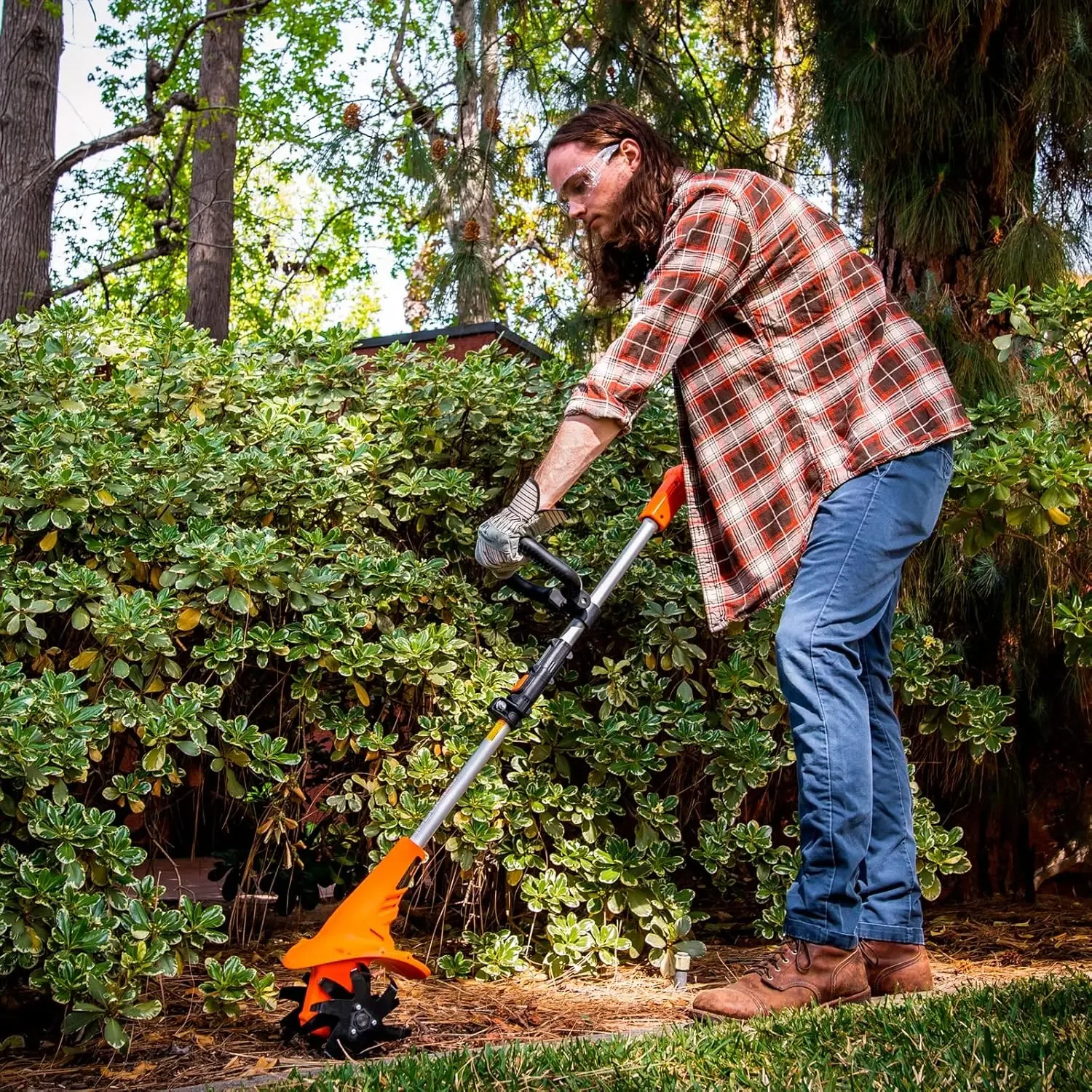 Cordless Tiller Cultivator 20V 2.5 A Battery 280 max RPM Powered Tiller Cultivator, w/24 Steel Blade Cultivate Max Tilling