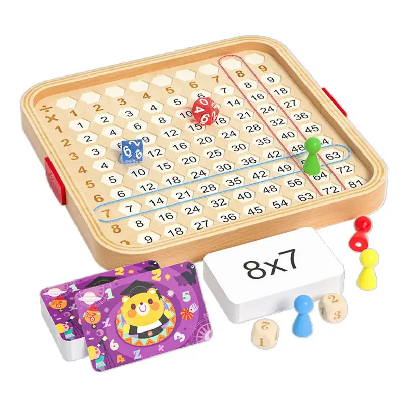 Multiplication Table Board Game Wooden Math Times Table Montessori Educational Multiplication Charts Kids Math Learning Toys