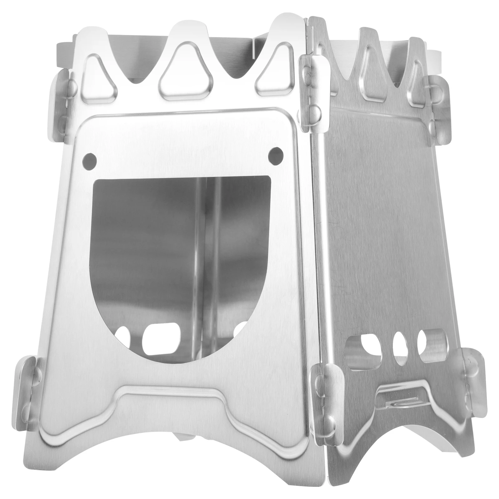 

1pc Stainless Steel Wood Burning Folding Compact Camp Stove Mini Portable Cooker For Outdoor Camping Hiking Lightweight Durable