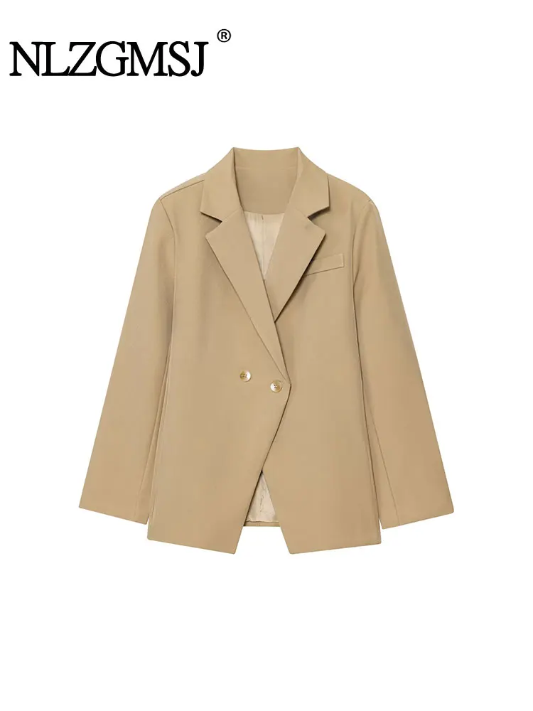

NLZGMSJ Office Lady Solid Blazer Women Long Sleeve V Neck Single Button Fashion 2025 Jackets Elegant Outwears