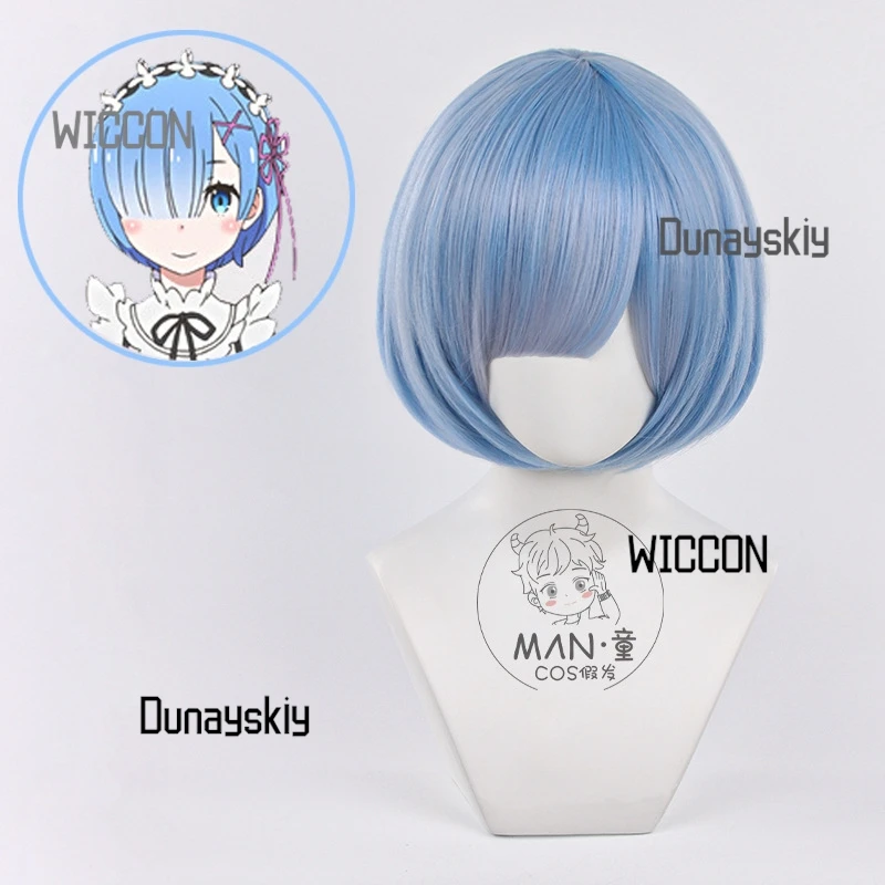 Re Rem คอสเพลย์ชุด - คริสตัลสีฟ้าชุดแม่บ้านวิกผมอะนิเมะ Lolita สไตล์เครื่องแต่งกายสําหรับฤดูร้อน/ฮาโลวีน/Convention ZER0