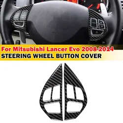 For Mitsubishi Lancer Evo 2008-2014 2009 2010 Carbon Fiber Steering Wheel Button Cover Trim Sticker Car Interior Accessories