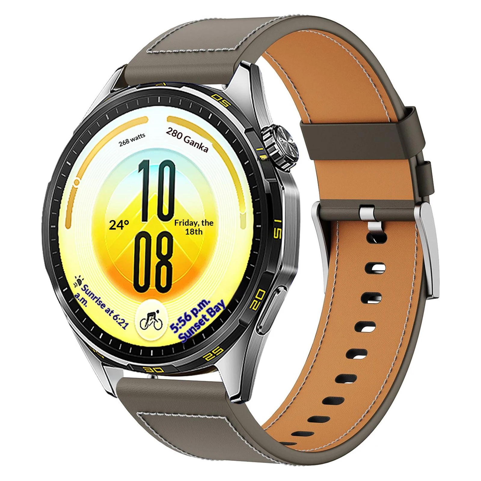 Quick-Release-22mm Genuine Cow Leather Watch Strap for Huawei Watch GT 7 46mm / GT 6 46mm / GT 5 46mm Pin Buckle Flat Tail Watch
