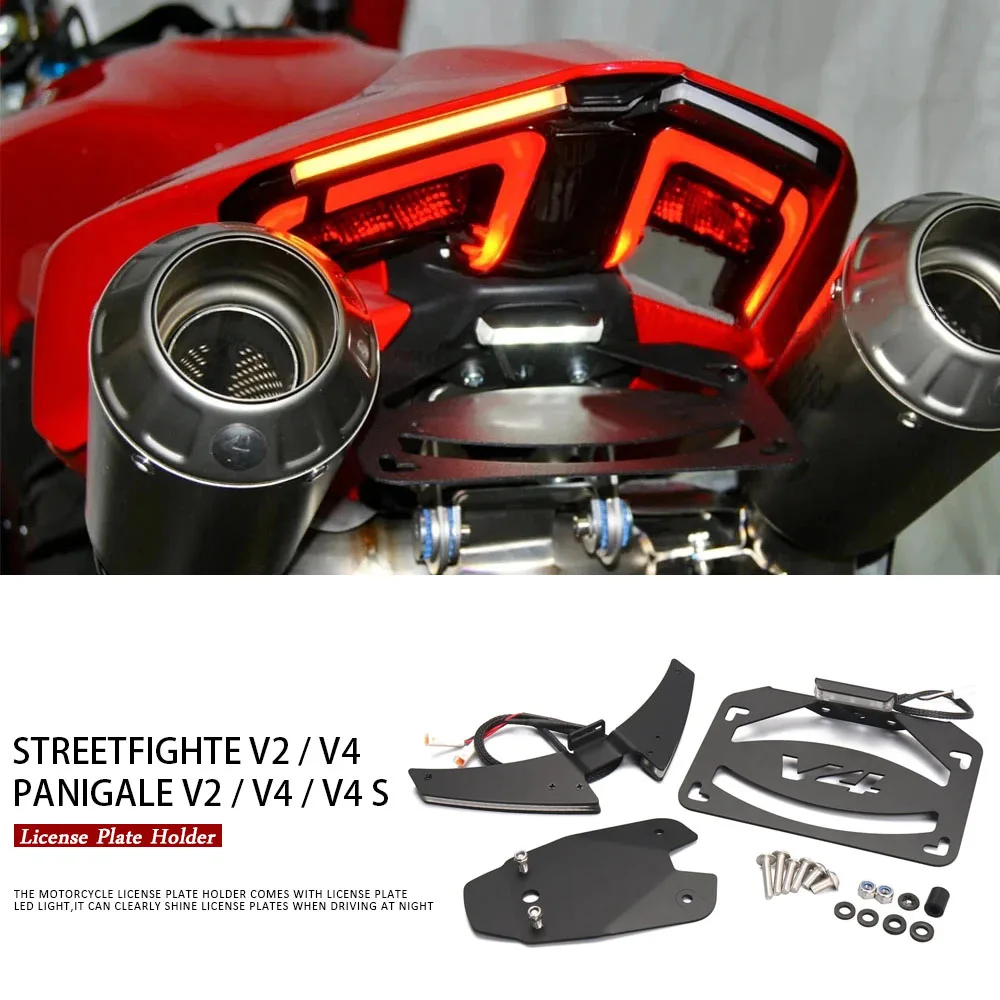 

Tail Tidy Fender Eliminator Plug and Play Panigale V4 S V 2 License Plate Holder For DUCATI Panigale Streetfighter V4/S V2 2025
