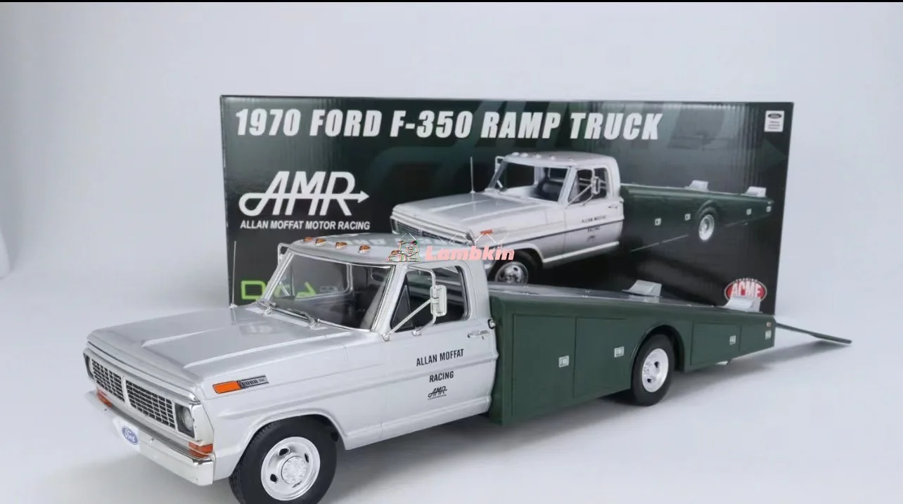 

ACME 1:18 1970 Ford F-350 рампа грузовик BRUT Allan зеленая Серебряная буксированная машина коллекционные украшения