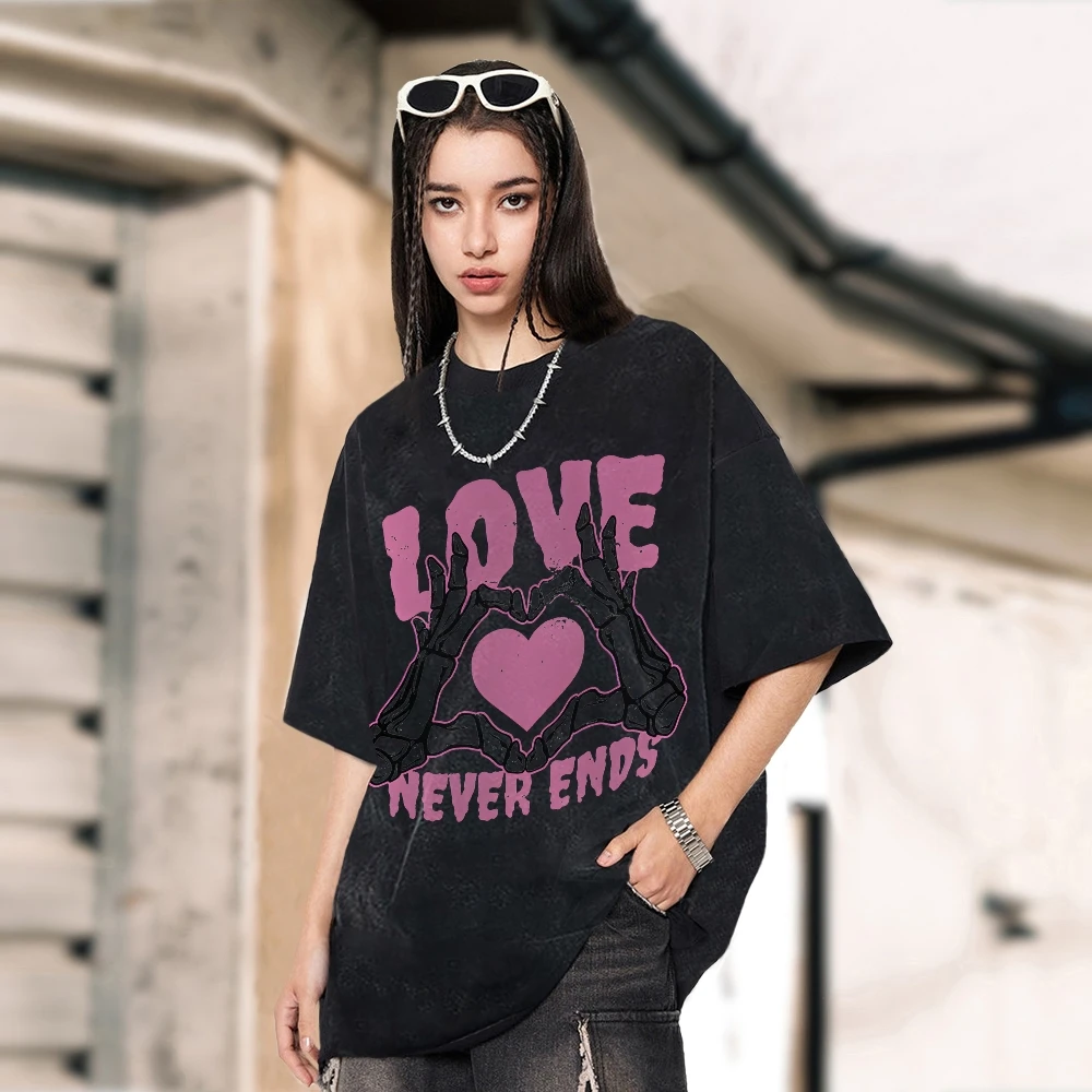 

90s Vintage Shirt Oversize Loose Casual T-Shirt Retro Washed Stylish Shirt Luxury Brand Y2K Short Sleeve For Women