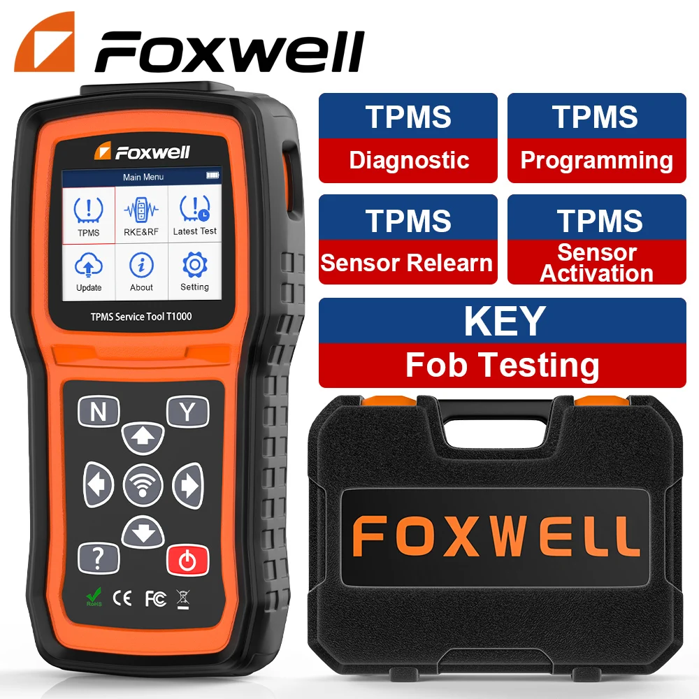 FOXWELL T1000  Auto TPMS Sensor Programming Tire Pressure Monitor Activate Diagnostic Tools TPMS Sensors Check RF Key for Car