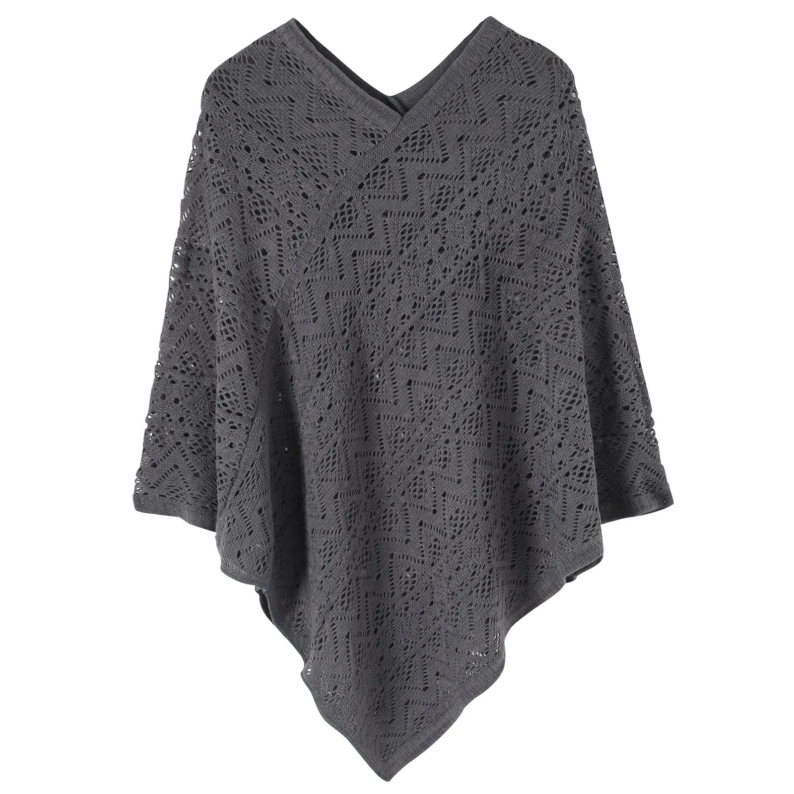Dropshipping New Fashion Woman Poncho maglione sottile donna cardigan a righe tinta unita Plus Size Pullover maglione Cover Up