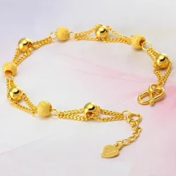 Fashion Gold Color Round Bracelet Chain for Women Female New Small Beads Bracelets Luxury Party Jewelry Anniversary Gifts
