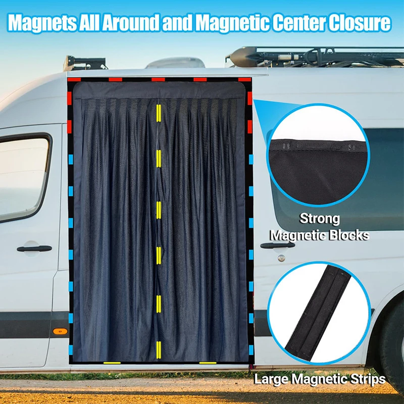 

RV Magnetic Door Curtain, Mosquito Proof, Sun Shading, Breathable