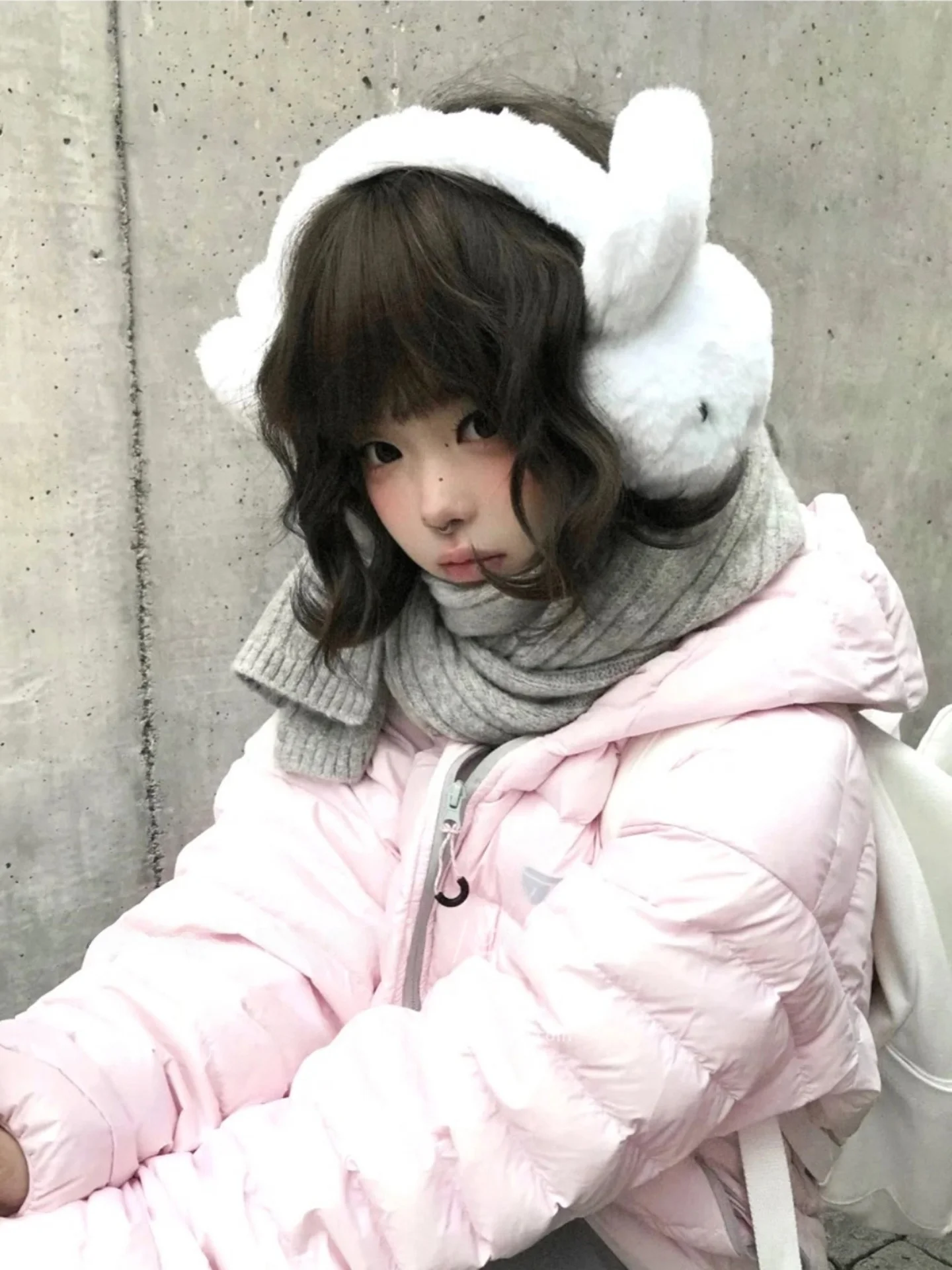厚みのある白いミッフィーウサギのイヤーマフ韓国風雰囲気感秋冬暖かさ防風凍結防止イヤーウォーマー