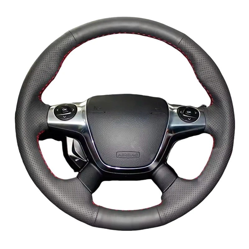 Car Steering Wheel Cover Perforated Microfiber Leather For Ford KUGA Escape 2013-2016 Focus 3 2012-2014 Steering Wheel Case