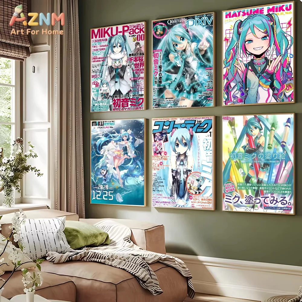 1 Stück Anime H-Hatsunes M-MikU klassisches Anime-Poster, wasserfestes Papier, für Café, Bar, Zimmer, Wanddekoration