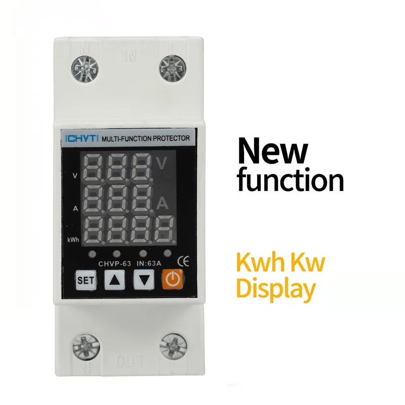 2PCS 63A 240V Digital Current Voltage Protector Module Autorecovery Din Rail Adjustable Over Under Voltage Protector