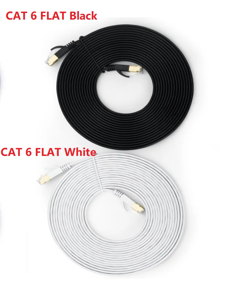 Cat 6 Ethernet Cable 1000M Network, Slim long Flat Internet LAN Patch Cord, Cat6 Solid High Speed weatherproof Cable for Router