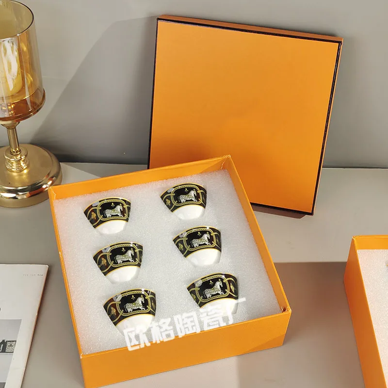 أكواب شاي سيراميك فاخرة وبسيطة على الطراز الأوروبي 6 أكواب صغيرة للاستخدام في مكتب غرفة المعيشة #6