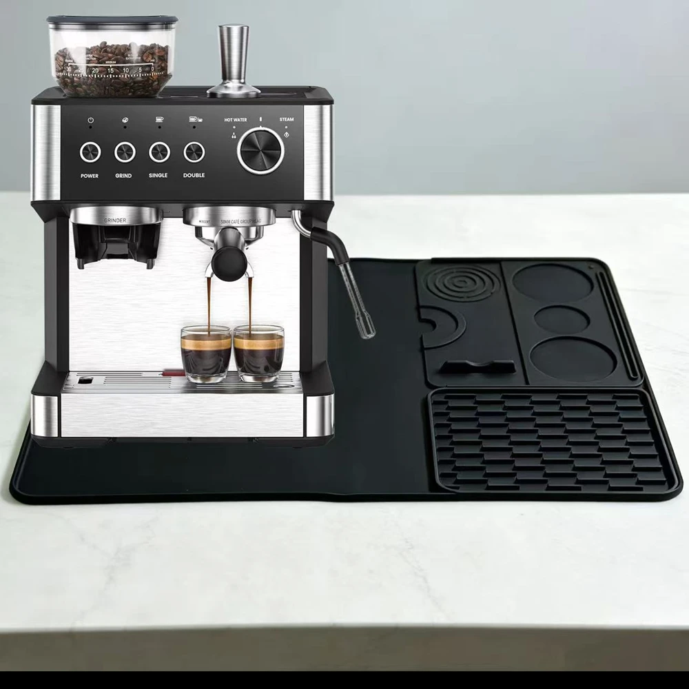 

Силиконовый коврик для кофемашины 3-в-1: подставка для кофеварки, коврик для эспрессо-машины, сушильный коврик, черный