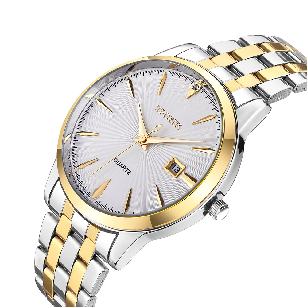 ساعة كوارتز رجالية ذات ملمس راقي مرصعة بالألماس بسيطة مقاومة للماء وشريط فولاذي للأعمال وساعات عصرية على مدار الساعة