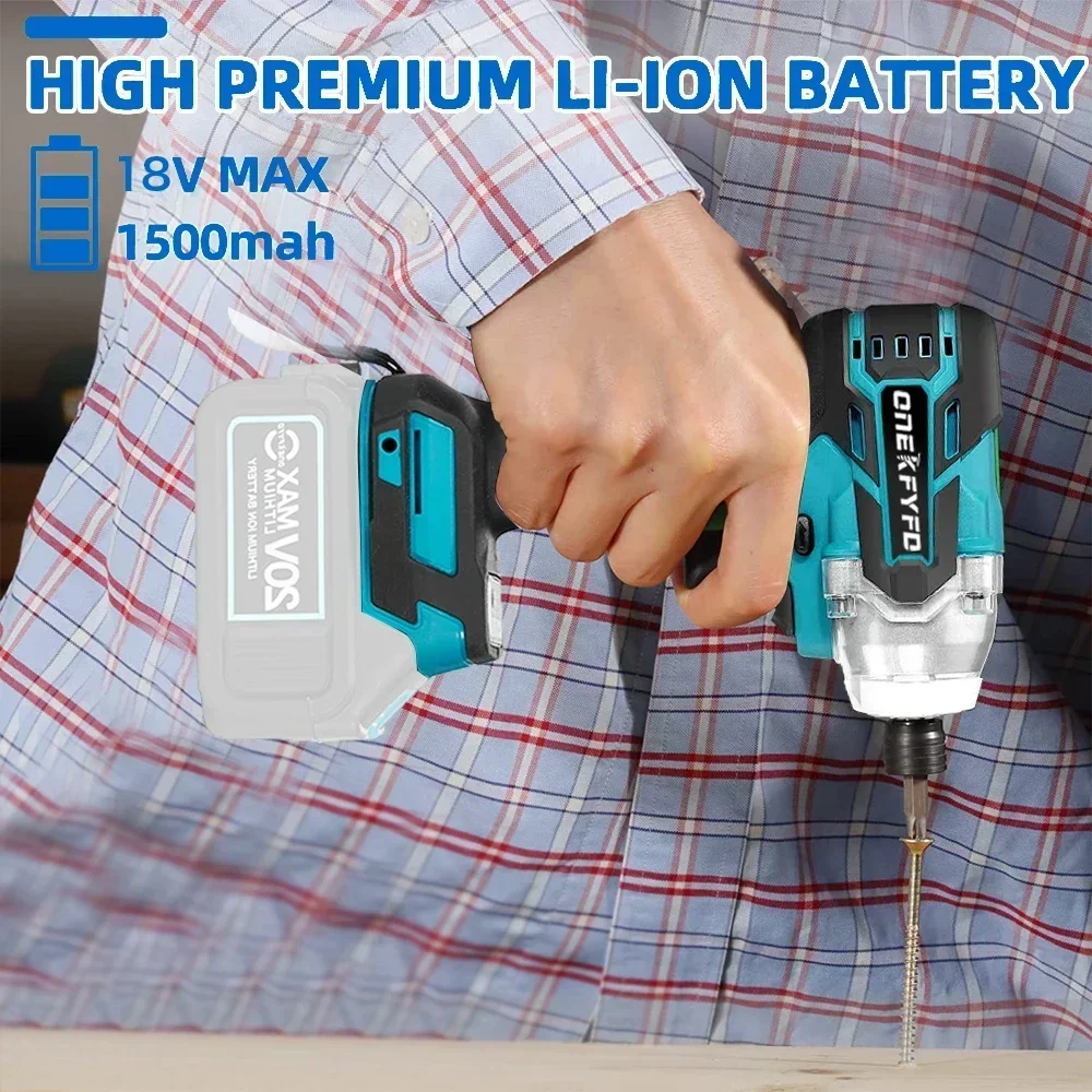 18V Cordless Electric Screwdriver Speed Brushless Impact Wrench Rechargable Drill Driver LED Light For Makita Battery