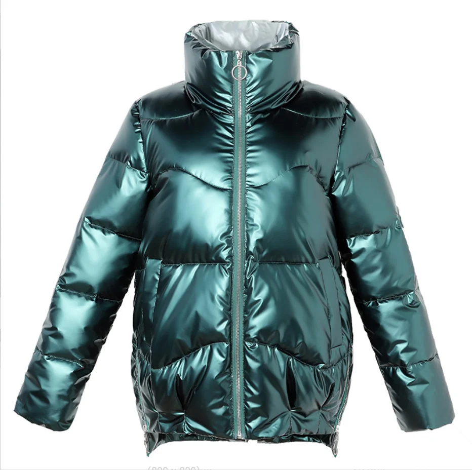 2025 New Winter Jacket Parkas Women Glossy Down Cotton Jacket Hooded Parka Warm Female Cotton Padded Jacket Casual Outwear